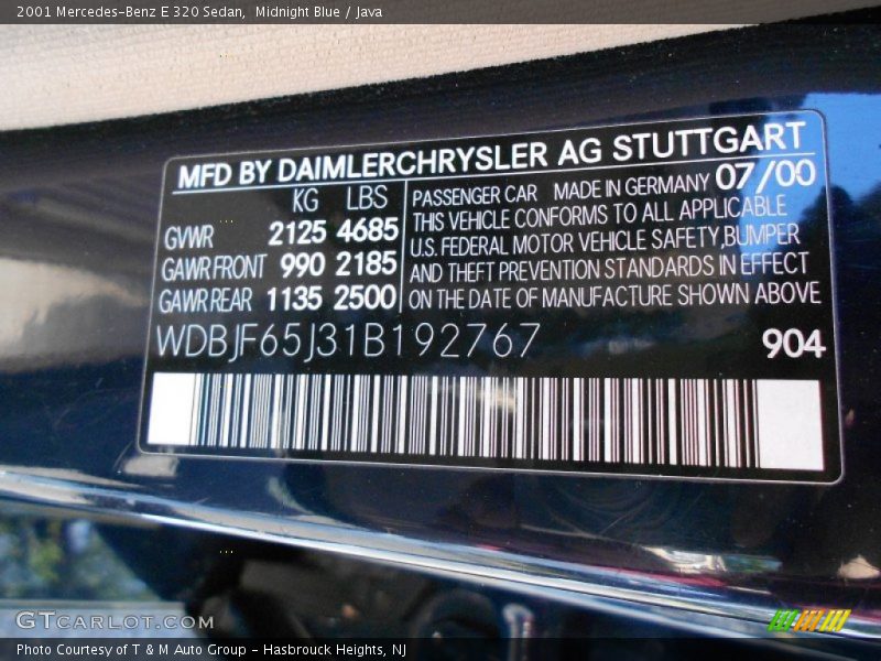 Midnight Blue / Java 2001 Mercedes-Benz E 320 Sedan