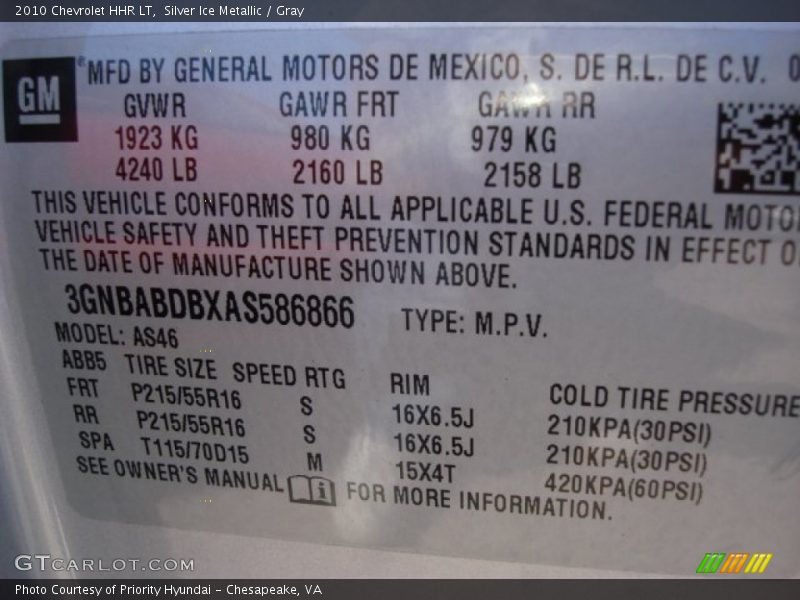 Silver Ice Metallic / Gray 2010 Chevrolet HHR LT