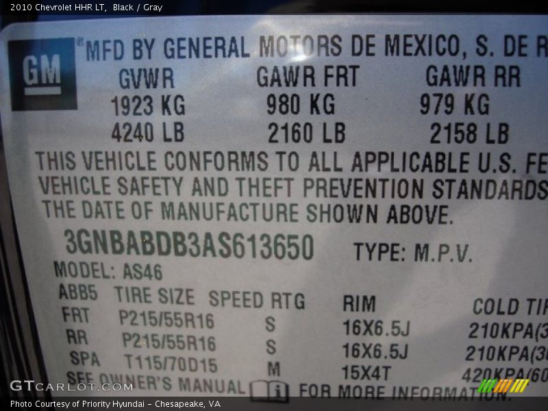 Black / Gray 2010 Chevrolet HHR LT