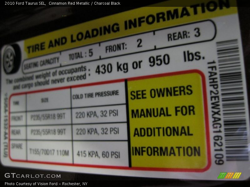 Cinnamon Red Metallic / Charcoal Black 2010 Ford Taurus SEL