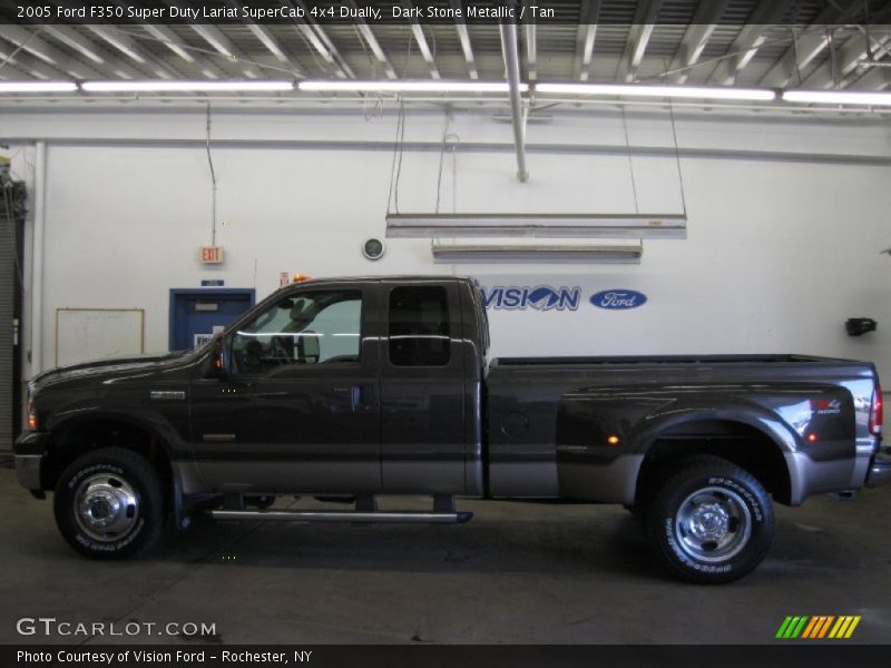 Dark Stone Metallic / Tan 2005 Ford F350 Super Duty Lariat SuperCab 4x4 Dually