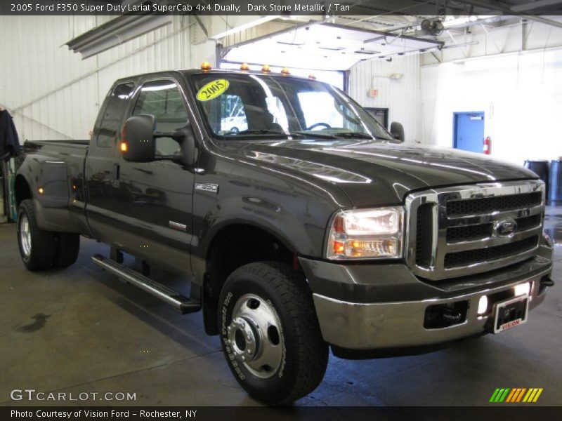 Dark Stone Metallic / Tan 2005 Ford F350 Super Duty Lariat SuperCab 4x4 Dually