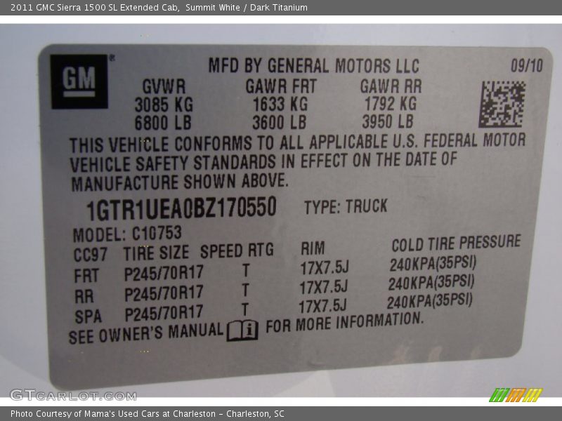 Summit White / Dark Titanium 2011 GMC Sierra 1500 SL Extended Cab