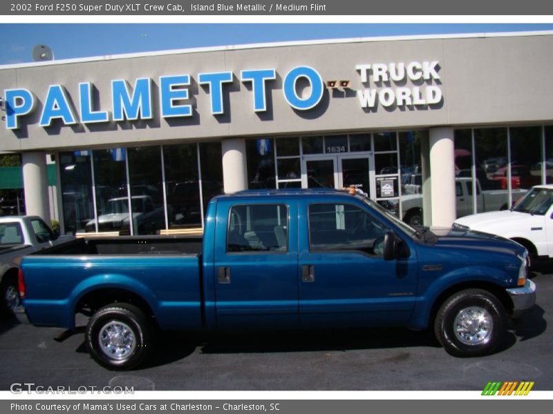 Island Blue Metallic / Medium Flint 2002 Ford F250 Super Duty XLT Crew Cab