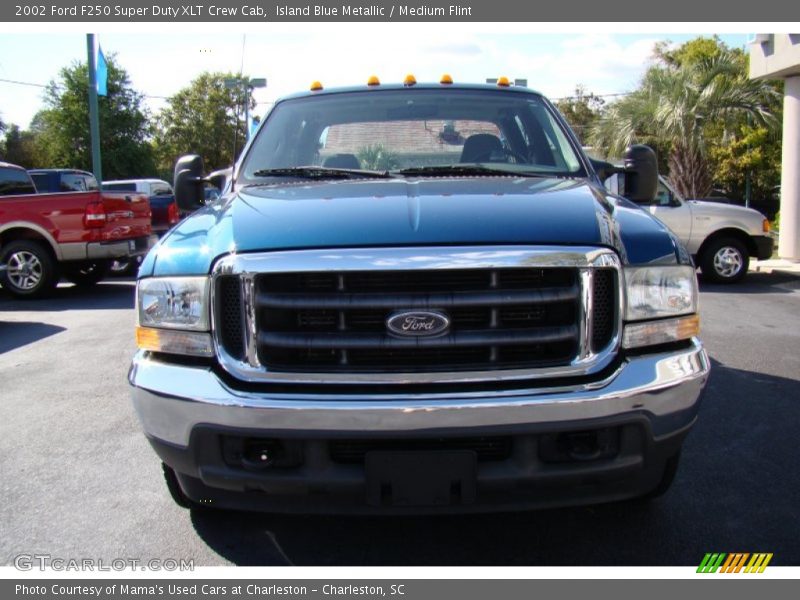 Island Blue Metallic / Medium Flint 2002 Ford F250 Super Duty XLT Crew Cab