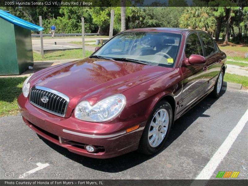 Ruby Red / Beige 2005 Hyundai Sonata GLS V6
