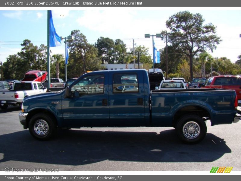 Island Blue Metallic / Medium Flint 2002 Ford F250 Super Duty XLT Crew Cab