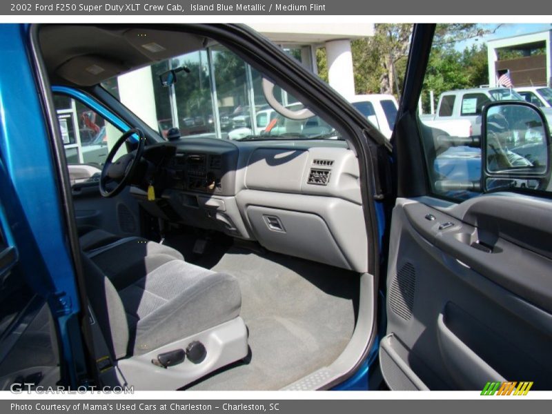 Island Blue Metallic / Medium Flint 2002 Ford F250 Super Duty XLT Crew Cab