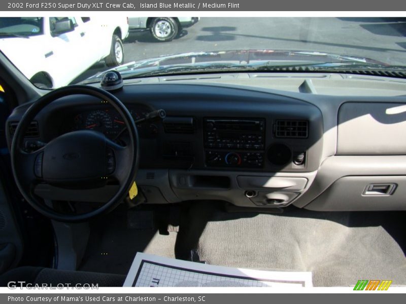 Island Blue Metallic / Medium Flint 2002 Ford F250 Super Duty XLT Crew Cab