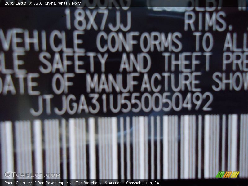 Crystal White / Ivory 2005 Lexus RX 330