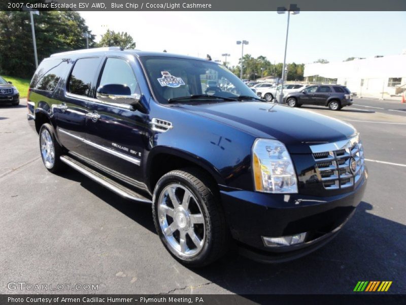 Blue Chip / Cocoa/Light Cashmere 2007 Cadillac Escalade ESV AWD