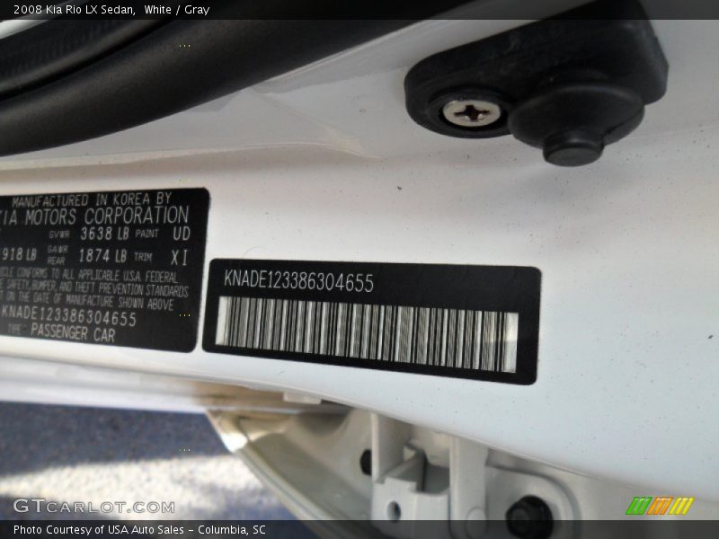 White / Gray 2008 Kia Rio LX Sedan