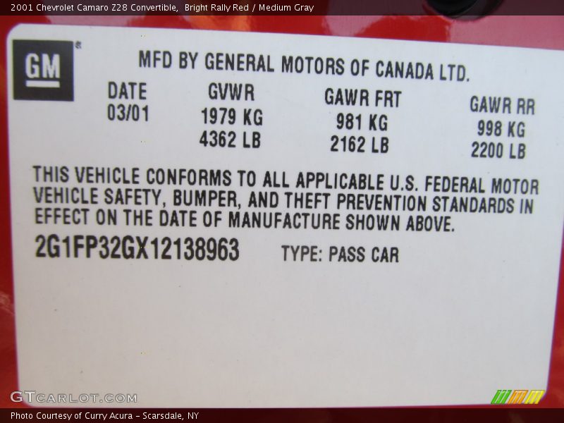 Bright Rally Red / Medium Gray 2001 Chevrolet Camaro Z28 Convertible