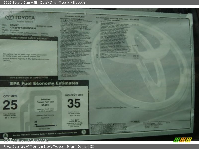 Classic Silver Metallic / Black/Ash 2012 Toyota Camry SE