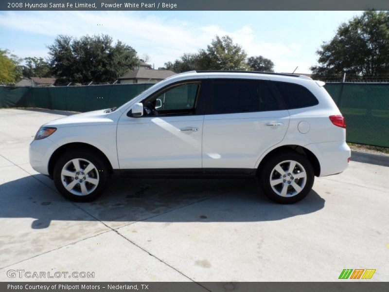 Powder White Pearl / Beige 2008 Hyundai Santa Fe Limited