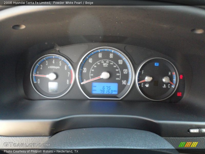 Powder White Pearl / Beige 2008 Hyundai Santa Fe Limited