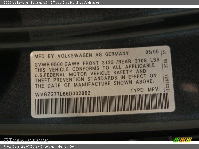Offroad Grey Metallic / Anthracite 2006 Volkswagen Touareg V6