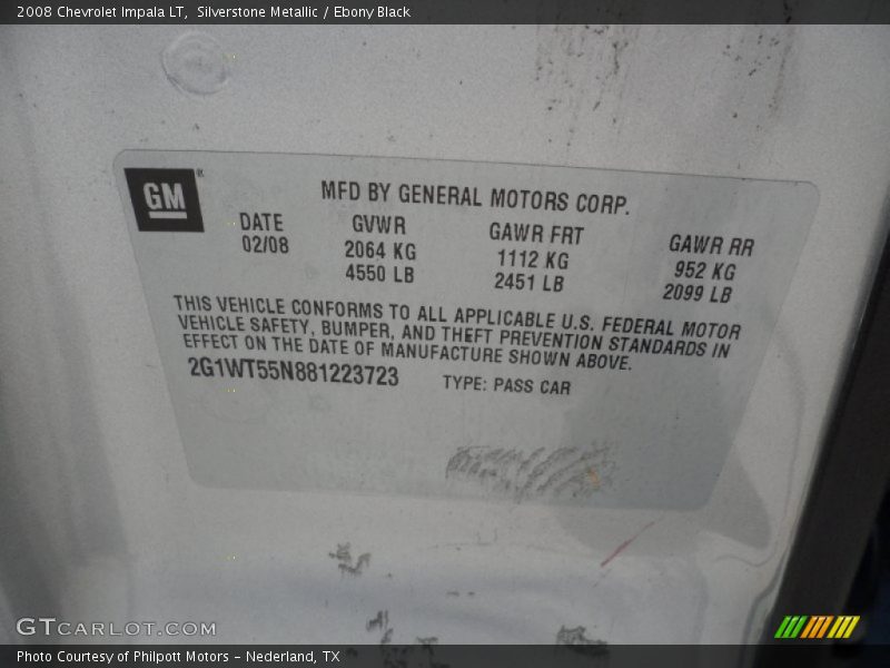 Silverstone Metallic / Ebony Black 2008 Chevrolet Impala LT