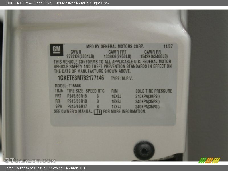 Liquid Silver Metallic / Light Gray 2008 GMC Envoy Denali 4x4