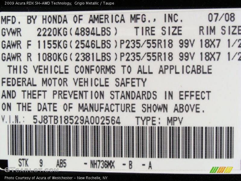 Grigio Metallic / Taupe 2009 Acura RDX SH-AWD Technology