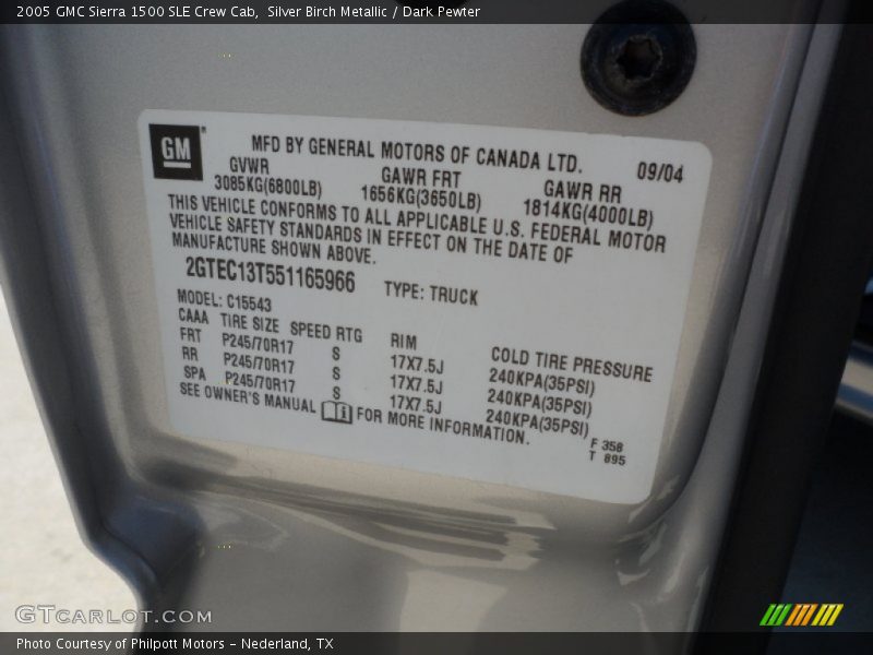 Silver Birch Metallic / Dark Pewter 2005 GMC Sierra 1500 SLE Crew Cab