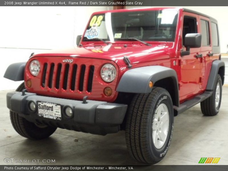 Flame Red / Dark Slate Gray/Med Slate Gray 2008 Jeep Wrangler Unlimited X 4x4