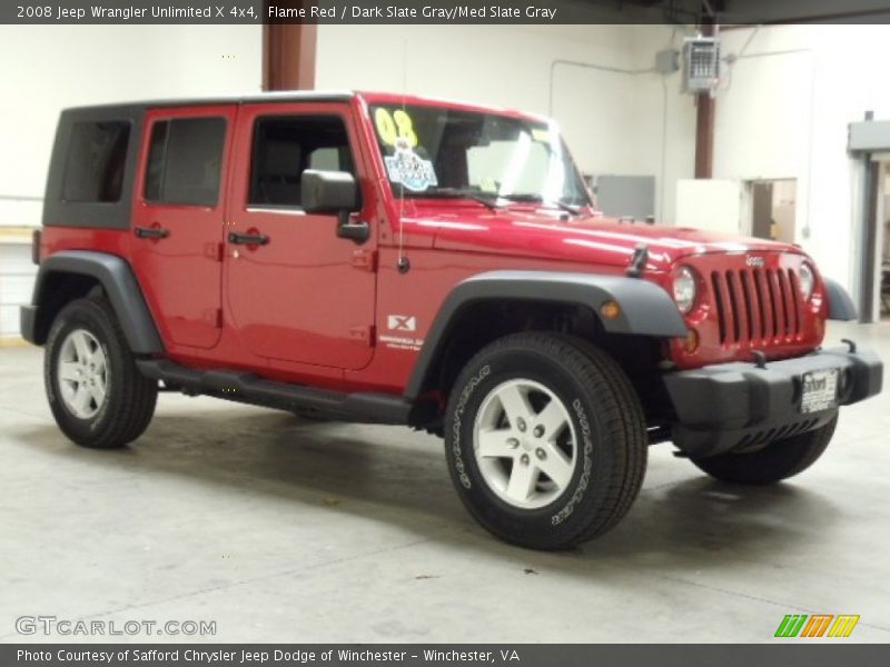 Flame Red / Dark Slate Gray/Med Slate Gray 2008 Jeep Wrangler Unlimited X 4x4