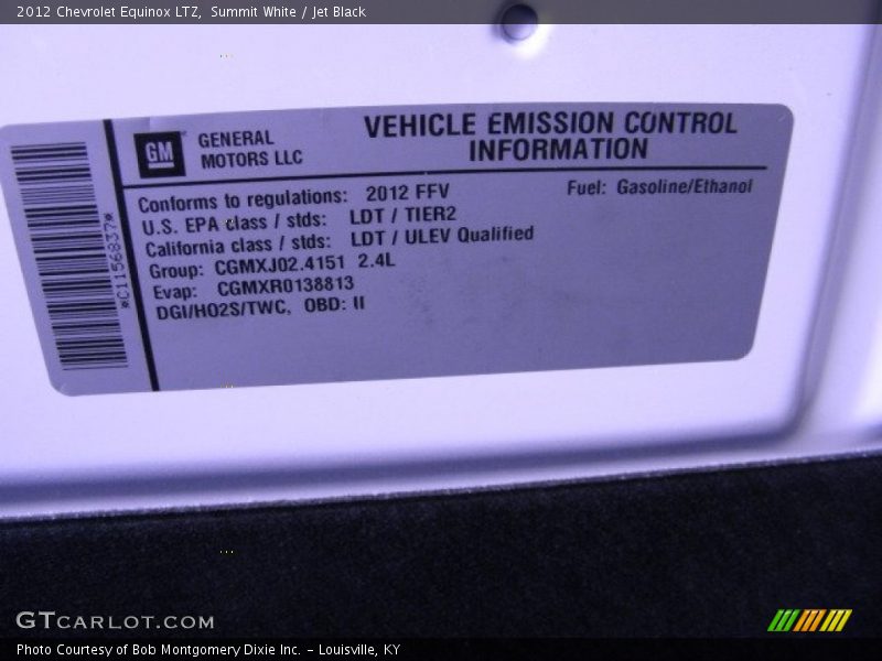 Summit White / Jet Black 2012 Chevrolet Equinox LTZ