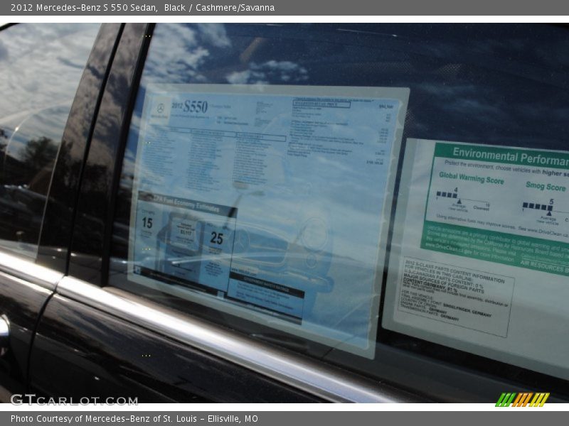 Black / Cashmere/Savanna 2012 Mercedes-Benz S 550 Sedan