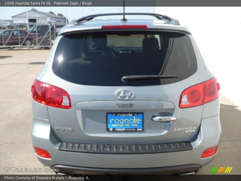 Platinum Sage / Beige 2008 Hyundai Santa Fe SE