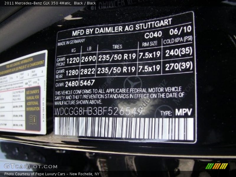 Black / Black 2011 Mercedes-Benz GLK 350 4Matic