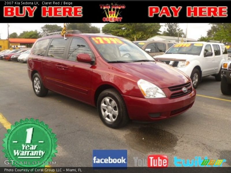 Claret Red / Beige 2007 Kia Sedona LX