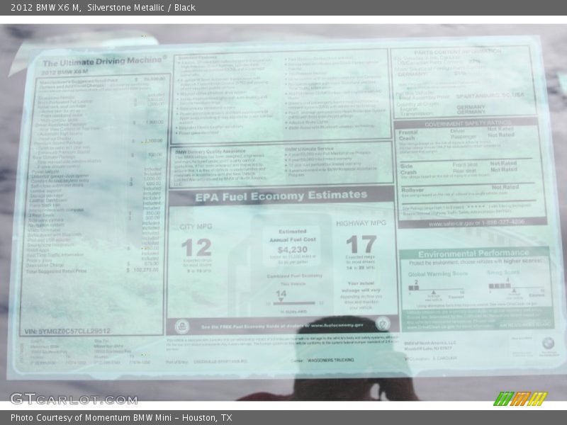 Silverstone Metallic / Black 2012 BMW X6 M