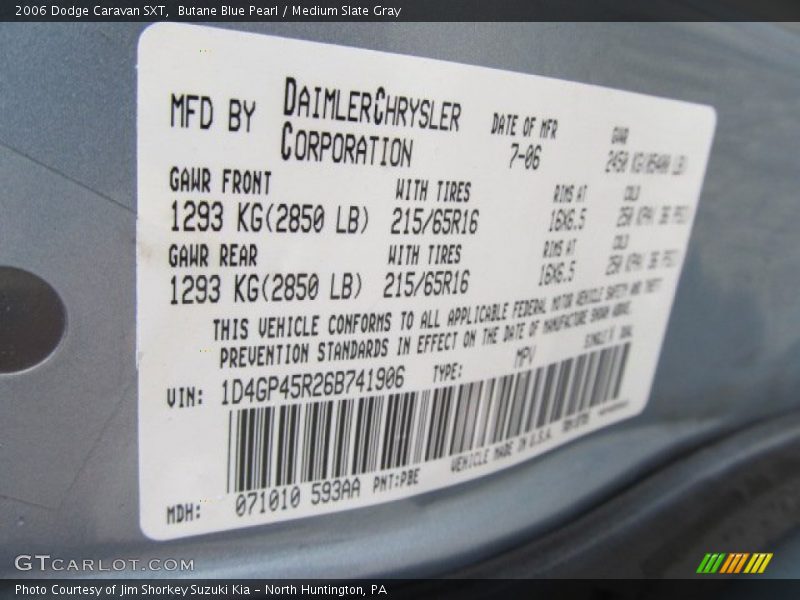 Butane Blue Pearl / Medium Slate Gray 2006 Dodge Caravan SXT