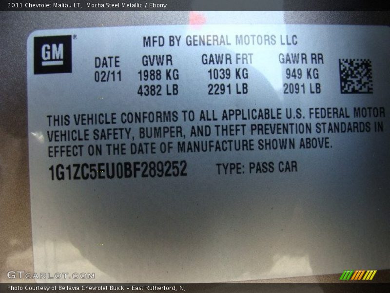 Mocha Steel Metallic / Ebony 2011 Chevrolet Malibu LT