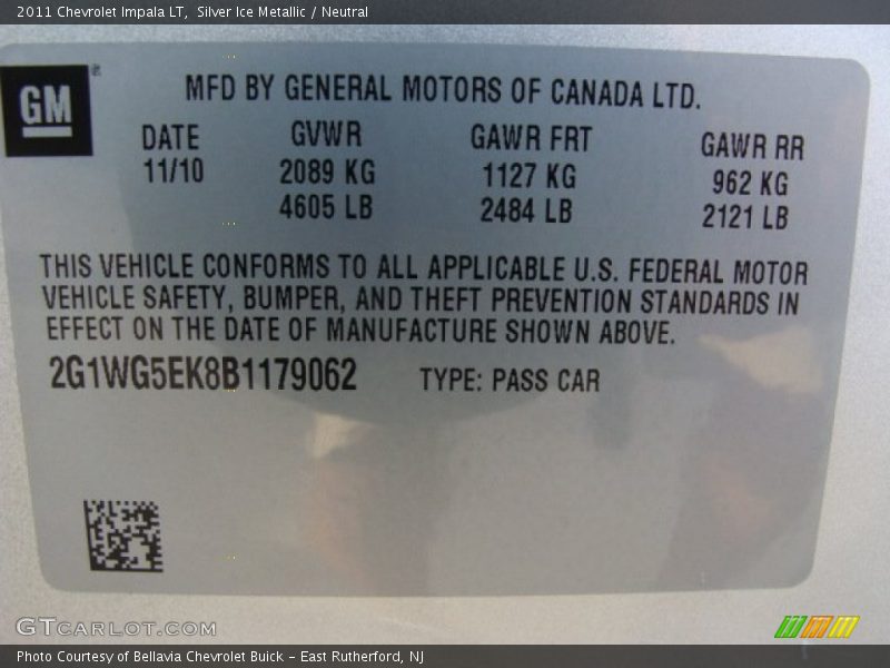Silver Ice Metallic / Neutral 2011 Chevrolet Impala LT