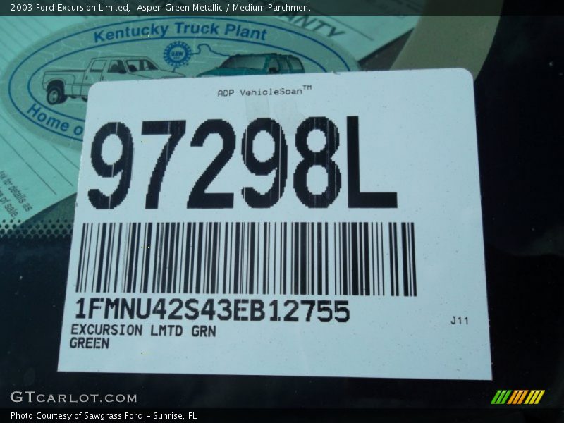 Aspen Green Metallic / Medium Parchment 2003 Ford Excursion Limited