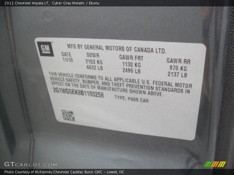 Cyber Gray Metallic / Ebony 2011 Chevrolet Impala LT