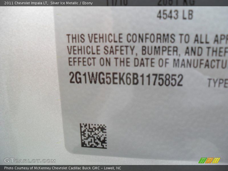 Silver Ice Metallic / Ebony 2011 Chevrolet Impala LT