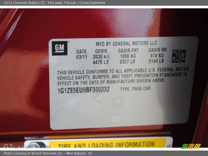 Red Jewel Tintcoat / Cocoa/Cashmere 2011 Chevrolet Malibu LTZ