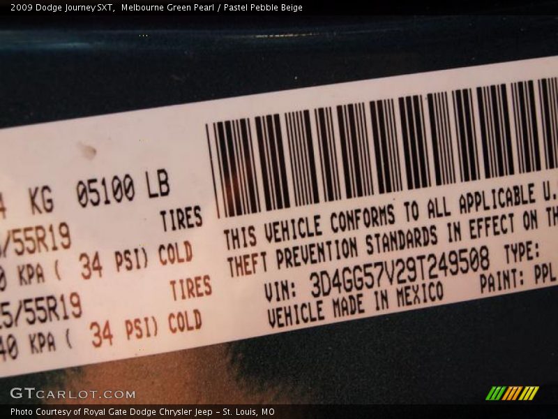 Melbourne Green Pearl / Pastel Pebble Beige 2009 Dodge Journey SXT
