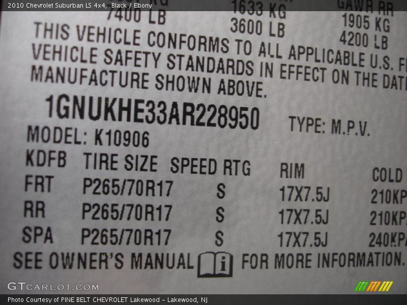 Black / Ebony 2010 Chevrolet Suburban LS 4x4