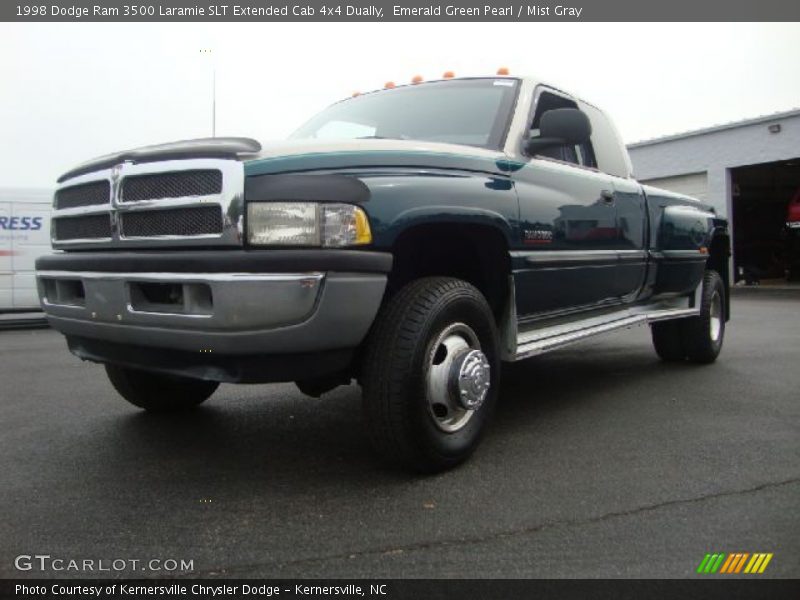 Emerald Green Pearl / Mist Gray 1998 Dodge Ram 3500 Laramie SLT Extended Cab 4x4 Dually