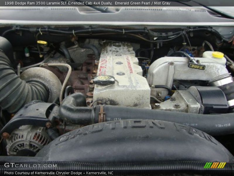Emerald Green Pearl / Mist Gray 1998 Dodge Ram 3500 Laramie SLT Extended Cab 4x4 Dually