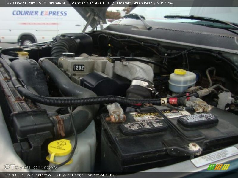 Emerald Green Pearl / Mist Gray 1998 Dodge Ram 3500 Laramie SLT Extended Cab 4x4 Dually