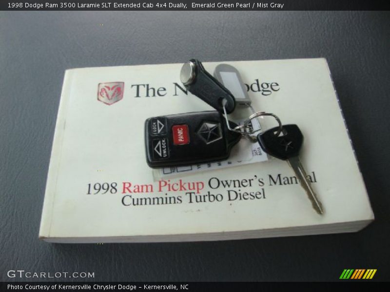 Emerald Green Pearl / Mist Gray 1998 Dodge Ram 3500 Laramie SLT Extended Cab 4x4 Dually