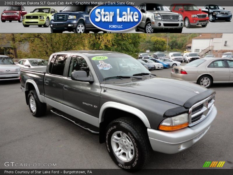 Graphite Metallic / Dark Slate Gray 2002 Dodge Dakota SLT Quad Cab 4x4