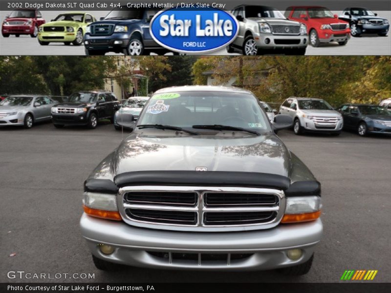 Graphite Metallic / Dark Slate Gray 2002 Dodge Dakota SLT Quad Cab 4x4