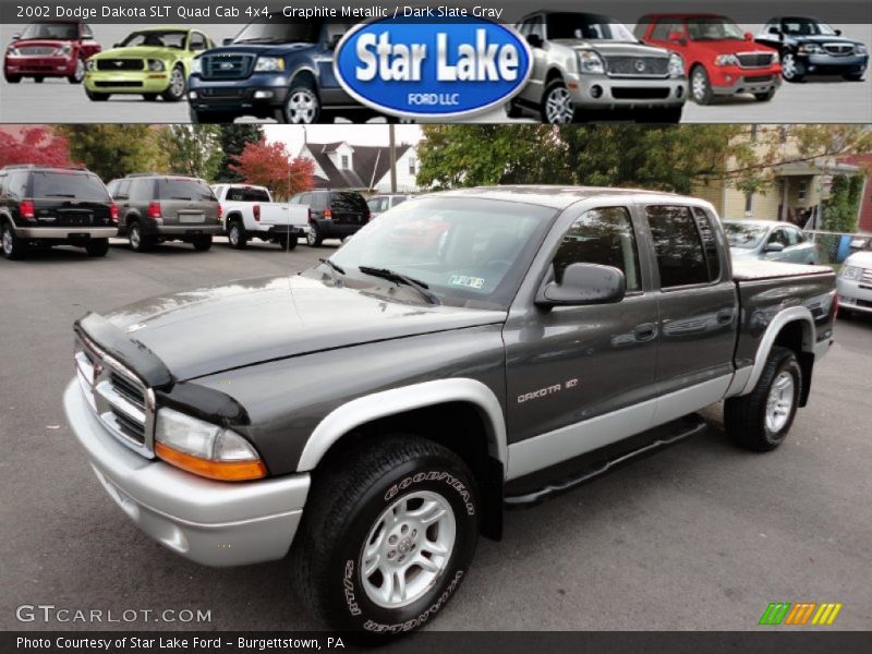 Graphite Metallic / Dark Slate Gray 2002 Dodge Dakota SLT Quad Cab 4x4