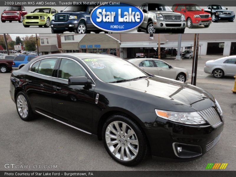 Tuxedo Black Metallic / Light Camel 2009 Lincoln MKS AWD Sedan